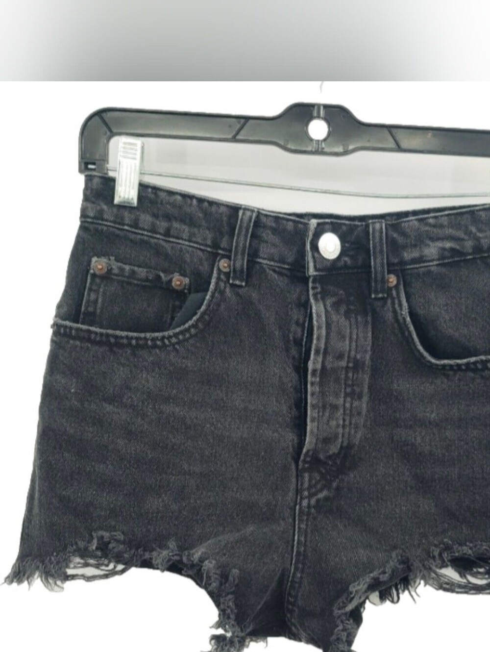 Agolde Black Distressed High-Rise Denim Shorts